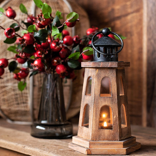 Alpine Glow Wooden Lantern