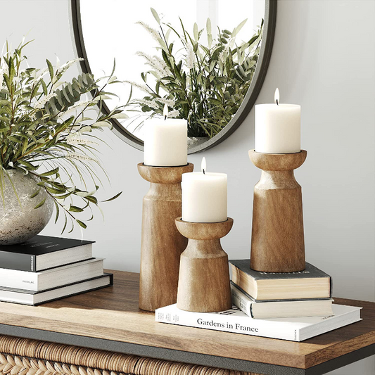 Vintage Yuletide Wooden Candle Stands