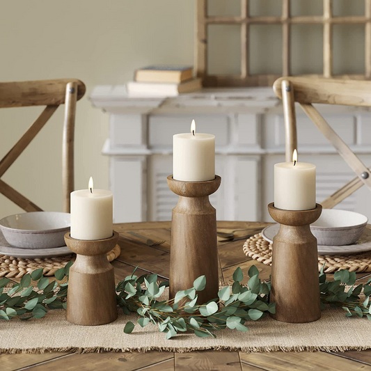 Vintage Yuletide Wooden Candle Stands